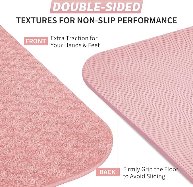 CAMBIVO Yoga Mat for Women Men Kids, 1/3 & 1/4 & 2/5 Inch Extra Thick Yoga Mat Non Slip, 72" x 24" TPE Yoga Mats, Workout Mat with Carrying Strap for Yoga, Pilates and Floor Exercises - Bloomnest