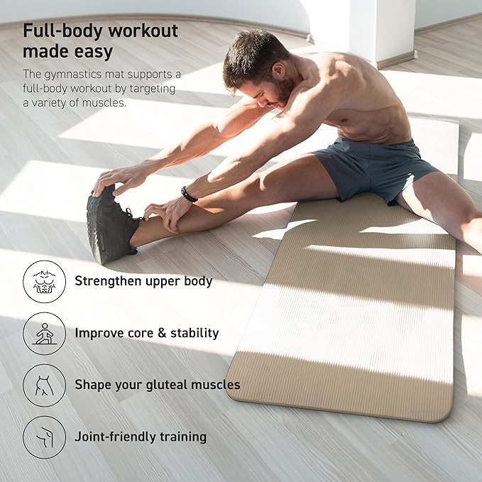 Yoga Mat Premium Non Slip Thick – Extra Comfortable Exercise Mat for Home Workouts, Pilates, Stretching & Gym – Cushioned NBR Foam, Gym Mat with Strap, for Women & Men - Bloomnest