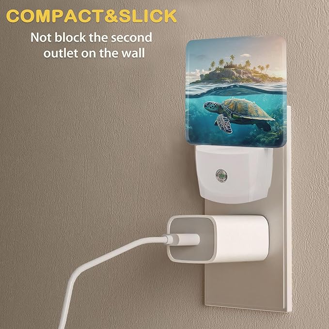 Sea Turtles Night Light, Cute Turtle under the Sea Night Lights Plug Into Wall with Dusk To Dawn Sensor Wall Lamp, Nightlights For Bedroom, Bathroom, Hallway, Kitchen, Gifts Ideal For Girls Women - Bloomnest