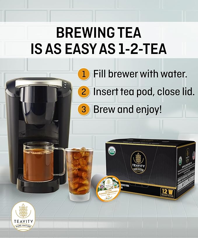 Teavity Organic Chamomile Tea Pods for Keurig - Decaf, 12 Count - Bloomnest