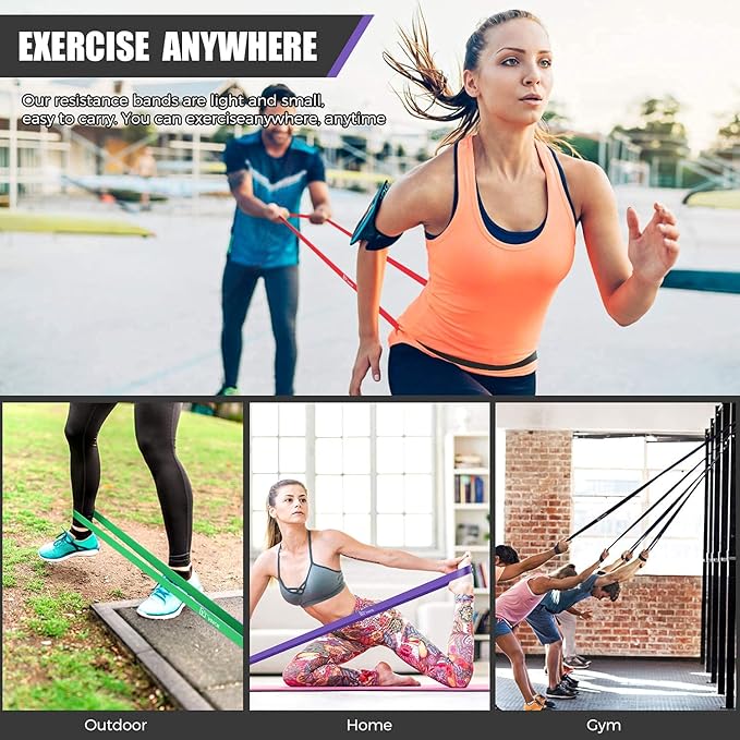 VEICK Resistance Bands for Working Out, Exercise Bands, Workout Bands, Pull Up Assistance Bands, Long Heavy Stretch Bands Set for Men and Women, Power Weight Gym at Home Fitness Equipment - Bloomnest