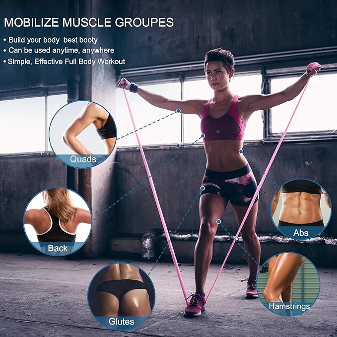 5 Pcs Professional Resistance Bands. Latex-Free, Elastic Band, Work Out Bands, Stretch Bands for Working Out Women or Men, Exercise Bands Set for Physical Therapy, Yoga, Pilates - Bloomnest
