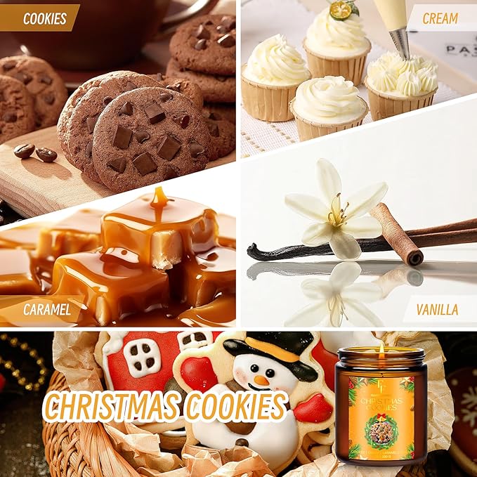 Christmas Candle, Christmas Cookies Scented Candles for Home, Holiday Candles Natural Soy Candle, Aromatherapy Candle 7 oz Jar Candles Christmas Gifts for Women Men - Bloomnest