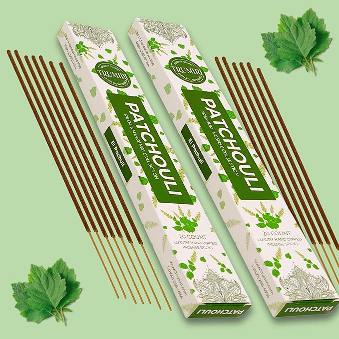Patchouli Incense Sticks - Total 40 Insence-Sticks - Dual Pack of 20 Insense - Inciensos - Inscents - Natural Non Toxic Ingredients - Incents - Incence - Inscense - Insents TRUMIRI