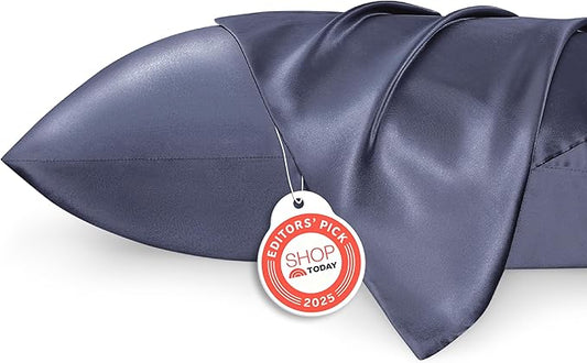 Bedsure King Size Satin Pillowcase Set of 2 - Blue Granite Silky Pillow Cases for Hair and Skin with Envelope Closure, Similar to Silk Pillow Cases, Gifts for Women Men, 20x36 Inches, 2pcs - Bloomnest