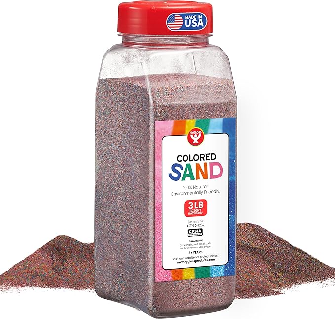 Hygloss Colored Sand for Crafts – 3 lb Bottle, Bright Rainbow – Vibrant Colorful Fine Sensory Play Sand Art Kits for Kids – Classroom Activities for Children 3 4 5 6 7 8 9 10 11 12 – Safe for Ages 3+ - Bloomnest