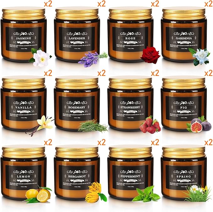 24 Pcs Scented Candles with Added Natural Essential Oils, 3.05oz, Suitable for Various Festivals, Parties, Yoga, and Home Scene - Bloomnest