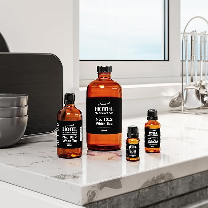 AirScent Hotel Diffuser Oil No. 1012 Inspired by The White Tea Hotel Scent - Premium Fragrance Oil for Ultrasonic and Waterless Diffusers and Crafting - 10 mL, 0.34 fl oz Glass Dropper Bottle Airscent