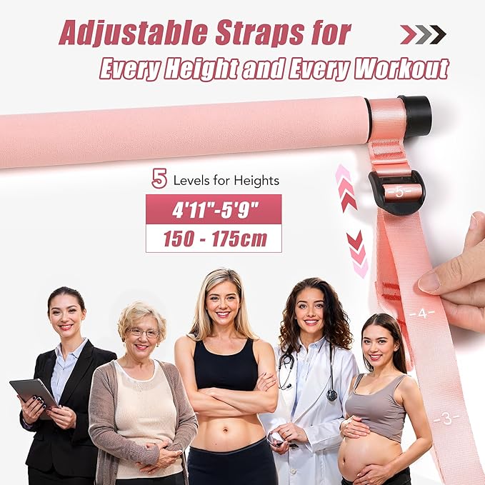 Upgraded Pilates Bar Kit with Resistance Bands Natural Latex for Women & Men, Heavy-Duty Stainless Steel Multifunctional Yoga Pilates Stick for Home Gym Exercise Fitness Equipment Full-Body Workouts - Bloomnest