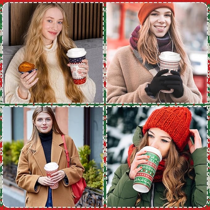 Pickmesh 12 Pack Christmas Coffee Cups Gifts Bulk 16 oz Reusable Coffee Cup Tumblers with Lid Plastic Cups Travel Mug Thank You Gifts for Women Coworkers Holiday Drinks - Bloomnest