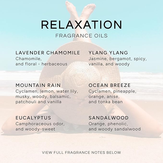 Eternal Essence Oils Relaxation Set of 6 Premium Fragrance Oils - Includes Lavender Chamomile, Ylang Ylang, Mountain Rain, Ocean Breeze, Eucalyptus, and Sandalwood Scented Oils - 10ML - Bloomnest