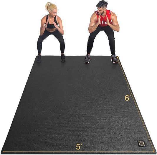 GXMMAT Large Exercise Mat 6'x4'/6'x5'/6'x6'(7mm), Thick Workout Mats for Home Gym Flooring, Extra Wide Non-Slip Durable Cardio Mat, Shoe Friendly, Perfect for Plyo, MMA, Jump Rope, Weights, Fitness - Bloomnest