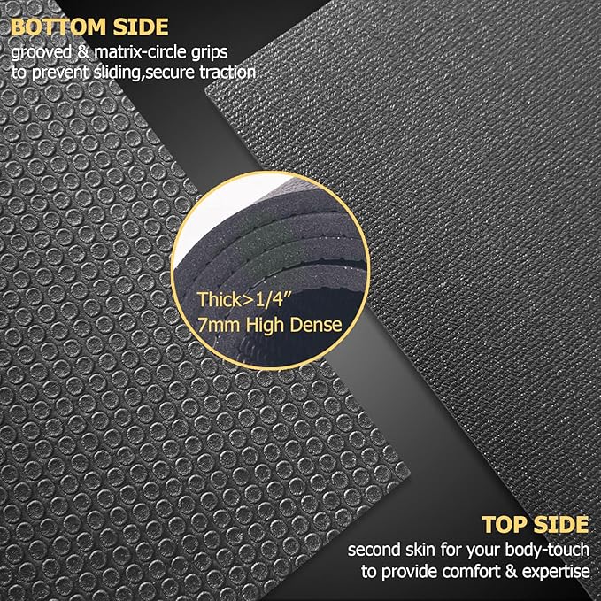 GXMMAT Large Exercise Mat 6'x4'/6'x5'/6'x6'(7mm), Thick Workout Mats for Home Gym Flooring, Extra Wide Non-Slip Durable Cardio Mat, Shoe Friendly, Perfect for Plyo, MMA, Jump Rope, Weights, Fitness - Bloomnest