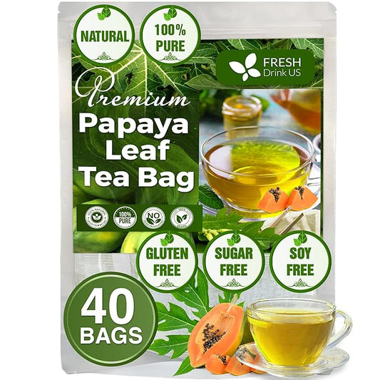 FreshDrinkUS, Premium 40 Papaya Leaf Tea Bags, 100% Natural & Pure. Loose Leaf Papaya Herbal Tea. Made with Natural Material Tea Bags. No Sugar, No Caffeine, No Gluten, Vegan. - Bloomnest