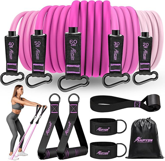 HPYGN Resistance Bands, Exercise Bands with Handles, Fitness Bands, Workout Bands with Door Anchor and Ankle Straps, for Heavy Resistance Training, Physical Therapy, Shape Body, Yoga, Home Workout Set - Bloomnest