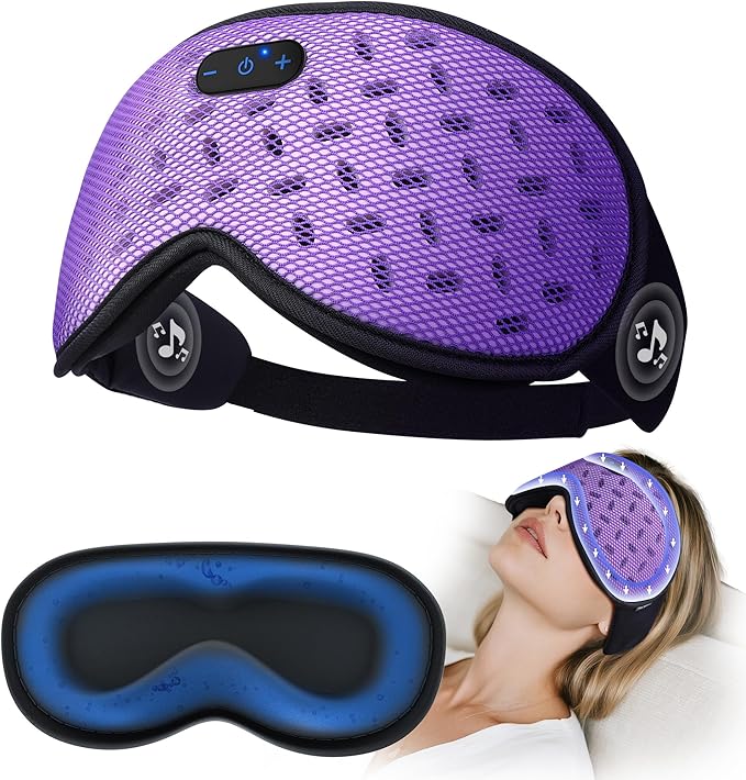 Sleep Mask Headphones Bluetooth 5.4 with 3D Removable Hot & Cold Compress, TOPOINT Weighted Eye Mask Blackout Soft, Cooling Breathable for Women Men Deep Sleep Relax Tired Eyes Migraine Office Travel - Bloomnest