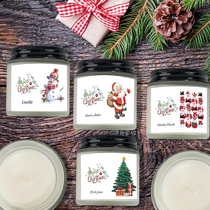 6 Pack Christmas Candles Set, Christmas Candles for Home Scented, Winter Holiday, Natural Soy Wax Jar Aromatherapy Candle Gifts Stocking Stuffers for Women Men Adult - Bloomnest