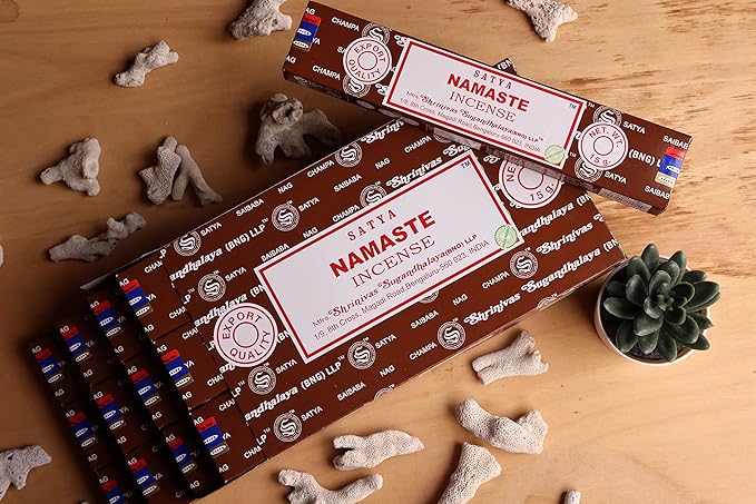 EARTH Satya Namaste Incense Sticks 15 GMS (Pack of 12) (Green Certified) Indian Perfumed Hand Rolled Agarbatti Perfect for Worship,Relaxation, Medication. Earth