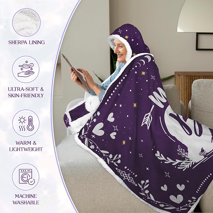 GEEMBI Birthday Gifts for Mom from Daughter and Son - Purple Mama Wearable Blanket Hoodie 47x72 in - Mothers Day and Birthday Gifts for Women, Mama Gift for Women, Gift for Mother in Law - Bloomnest