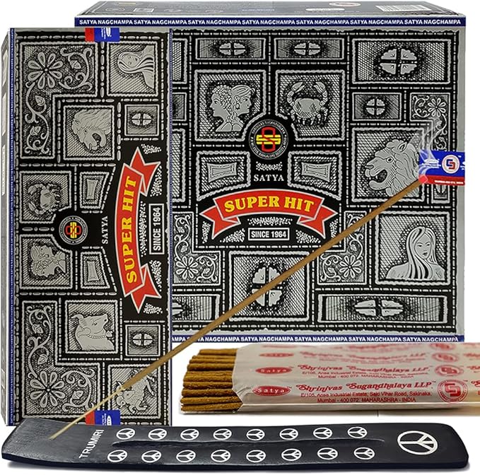 Super Hit Incense Sticks 100g and Holder Bundle - Pack of 6 (Approx 600 Sticks) - Bloomnest