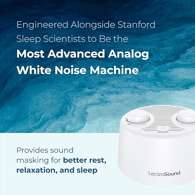 Adaptive Sound Technologies Lectro Sound 2 White Noise Machine - Simple Machine for Nursery or Bedroom - Non-Looping, Warm White Noise for Soothing Sleep - for All Ages - White - Bloomnest