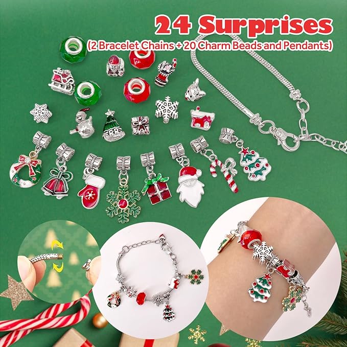 Advent Calendar 2025, 24 Piece Christmas Bath Bombs for Kids, 24 Days of Surprise Bath Bombs for Kids with Christmas Themed Jewelrys Inside