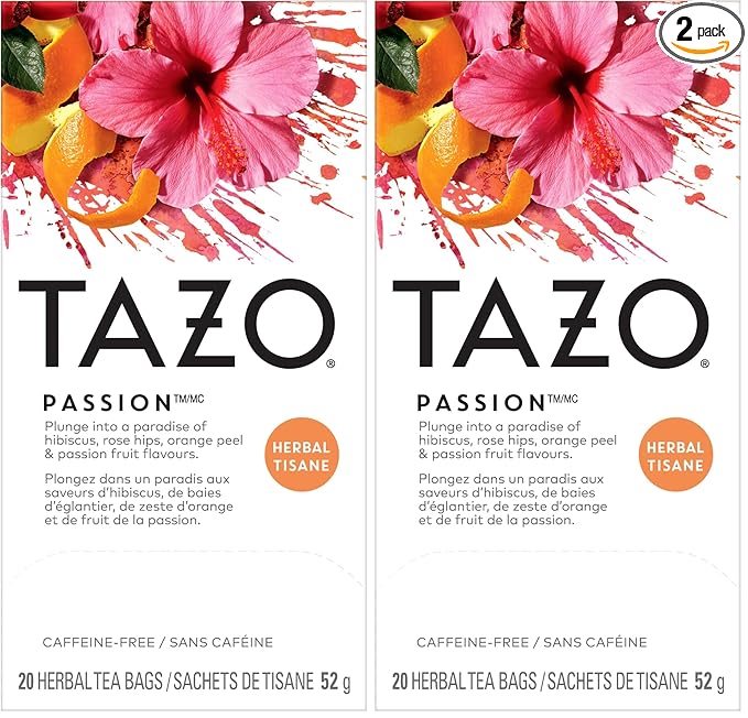 TAZO Passion Herbal Tea Bags,Hot or Iced,Caffeine Free,20 Tea Bags,(Pack of 2) - Bloomnest