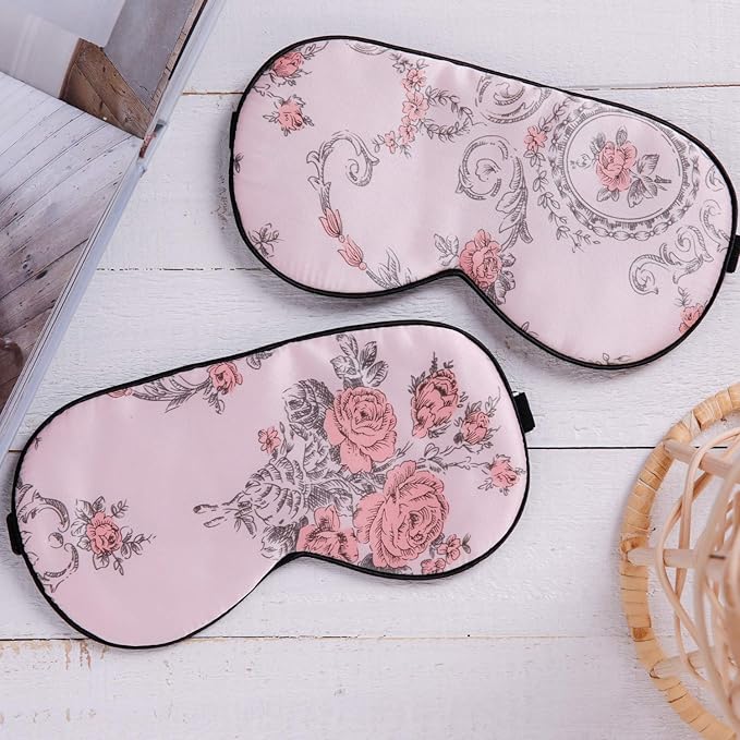Maxfeel 100% Pure Silk Eye Mask - Sleep Eye Cover in Floral Colors (#1) - Bloomnest