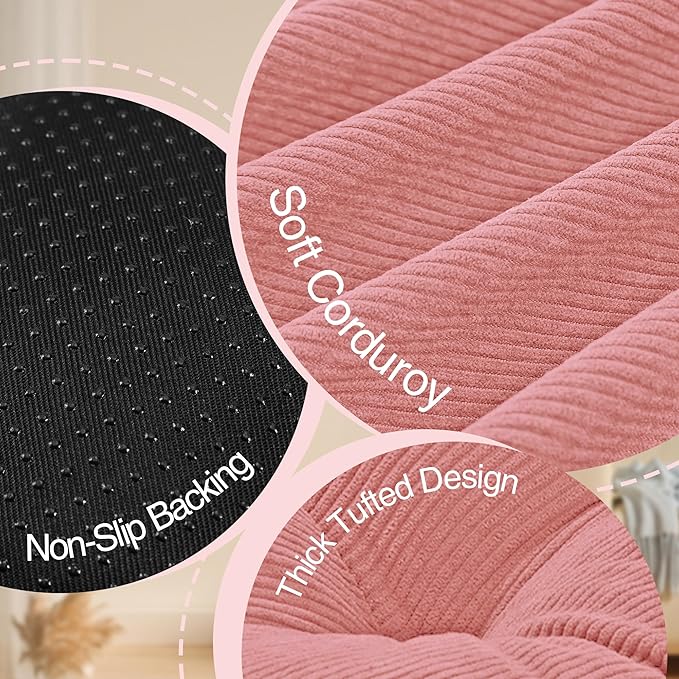Floor Pillow Cushions for Adults Sitting Large Big Pillows for Floor Seating Square Memory Foam Thick Tufted, 22 x 22 Inch, Set of 2, Pink - Bloomnest