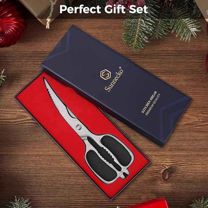 Sunnecko Kitchen Scissors for Food, Heavy Duty Scissors All Purpose Kitchen Shears That Come Apart, 9 Inch Fully Forged Stainless Steel with Curved Blades - Bloomnest