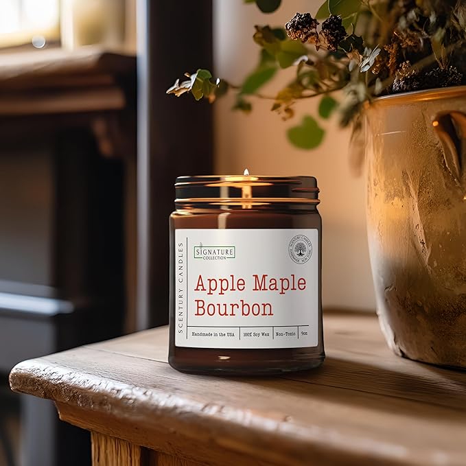 Apple Maple Bourbon Scented Candle, Many Scents to Choose from, All Natural Non-Toxic Soy Wax, Handmade in The USA (Apple Maple Bourbon) - Bloomnest