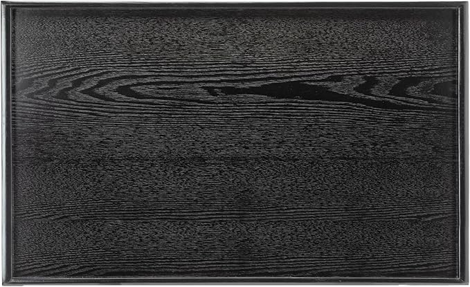 32 x 20 Inches Extra Large Solid Wood Serving Tray for Tea Coffee Table Snack Food Meals Serving Plate Kitchen Party Bar Breakfast Server with Raised Edges Black Wooden Decorative Ottoman Tray - Bloomnest