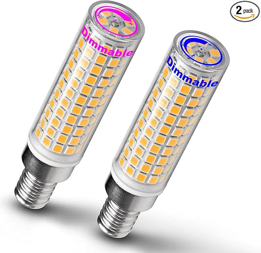E12 Dimmable 100 Watt LED Candelabra Bulbs Equivalent C7,2700K Warm White,1000 lm T6 E12 12W LED Candle Bulbs for Ceiling Fan Chandelier Pendant Lighting Salt Lamp,Non-Flicker,2 Pack - Bloomnest