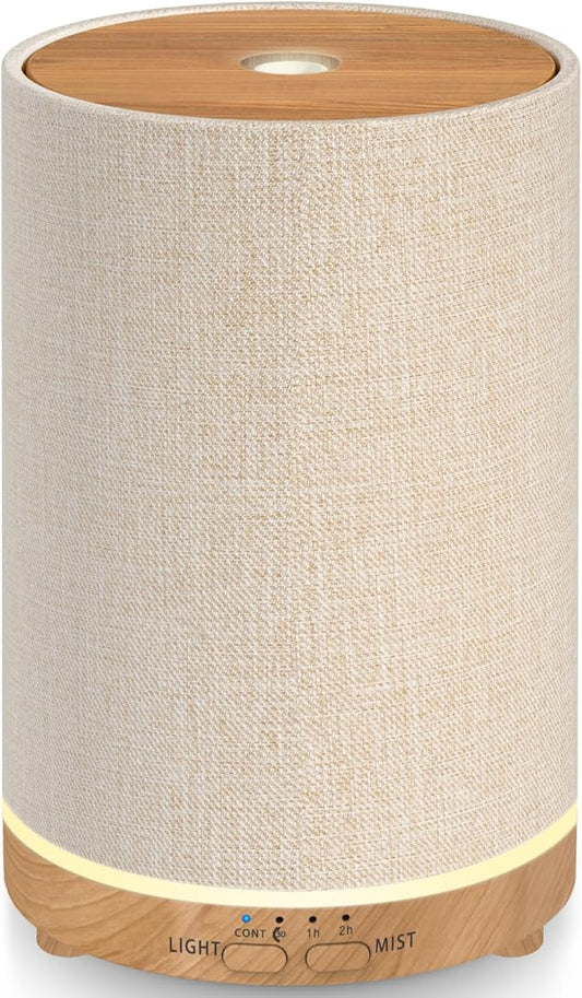 URPOWER 100ML Essential Oil Diffusers for Home with Linen Cover 7 Color Changing Lights, Timer & Auto-Off Scent Diffuser Oil Machine Humidifier Aromatherapy Air Diffusers for Bedroom, Office - Bloomnest