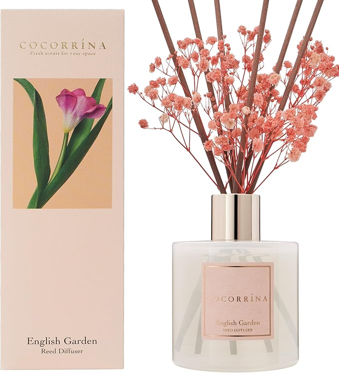 COCORRÍNA Reed Diffuser - English Garden Scented Diffuser with 8 Sticks Home Fragrance Reed Diffuser for Bathroom Shelf Decor - Bloomnest
