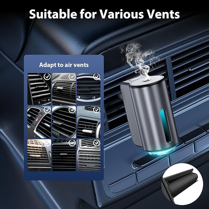 Smart Car Air Freshener, Car Air Freshener Diffuser, Car Diffuser Air Freshener with Three Adjustable Modes, Aromatizante para Carro, Car Diffuser with 8pcs Essential Oil(Black) - Bloomnest