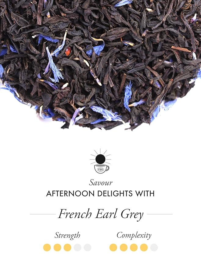 TWG Tea | French Earl Grey | Black Tea | Citrus Fruits & Blue Cornflowers | 15 Hand Sewn Cotton Tea Bags | Gift Set - Bloomnest