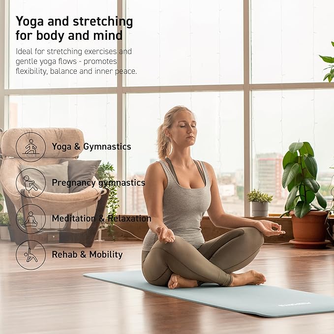 Yoga Mat Premium Non Slip Thick – Extra Comfortable Exercise Mat for Home Workouts, Pilates, Stretching & Gym – Cushioned NBR Foam, Gym Mat with Strap, for Women & Men - Bloomnest