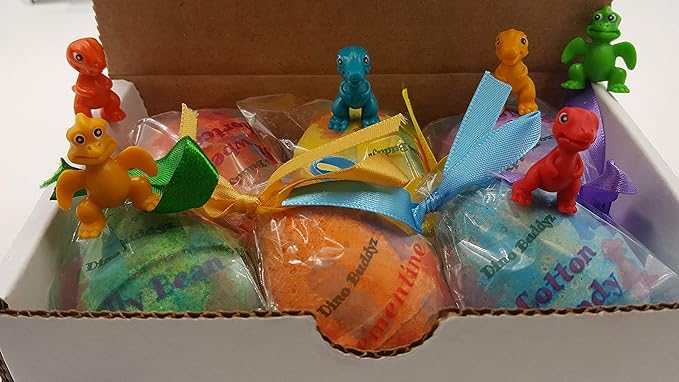 SPA PURE LITTLE DINOS BOMBS: 6 EGG-SHAPED bath bombs for kids with surprise LITTLE DINOS inside, USA Made, Handmade, Natural Bath Bombs, Birthday Gift idea for Kids, Spa Parties - Bloomnest