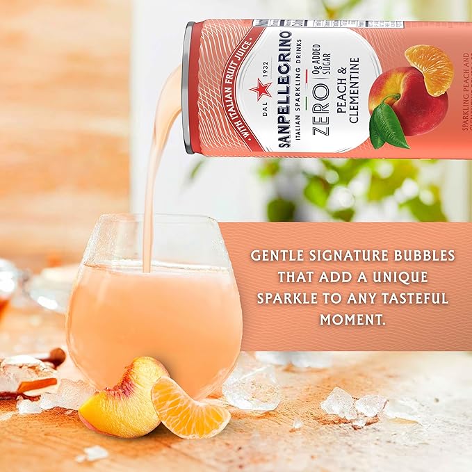 Sanpellegrino Zero Grams Added Sugar Italian Sparkling Drinks, Sparkling Peach Clementine Beverage, 24 Pack of 11.15 Fl Oz Cans - Bloomnest