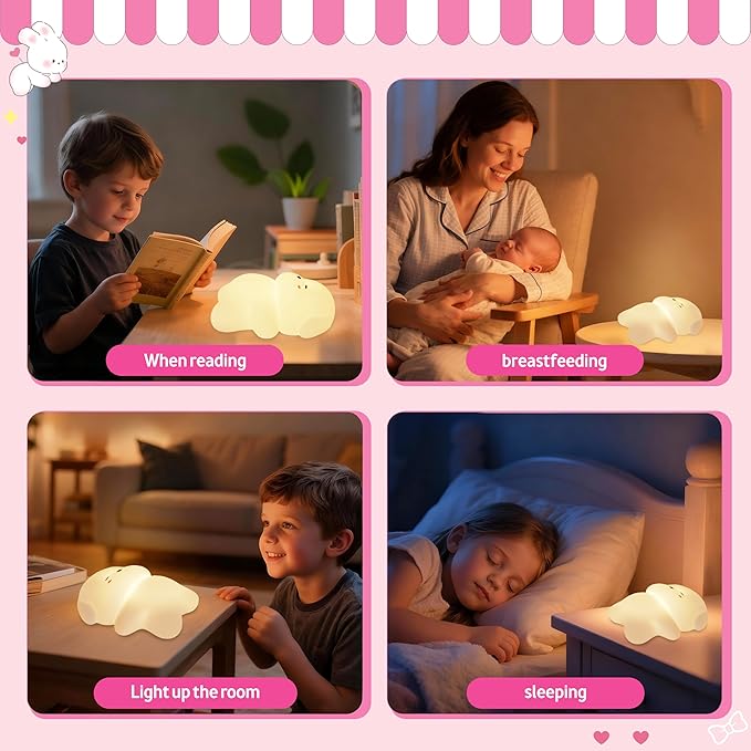 Night Light for Kids, Rechargeable Dimmable Silicone LED Nightlight with 7 Colors, Baby Nursery Night Lamp, Touch Squishy Lamp, Cute Gifts for Girls, Boys, Toddler Room Decor, Lying Dog - Bloomnest