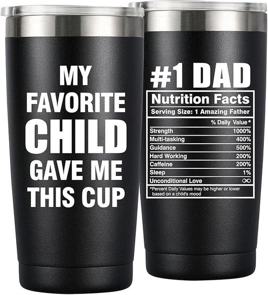 MASGALACC Birthday Gifts For Dad From Daughter, Son, Kids - Husband Present Ideas for Father, Bonus-Dad, Valentines Christmas - 20 Oz Tumbler, Black
