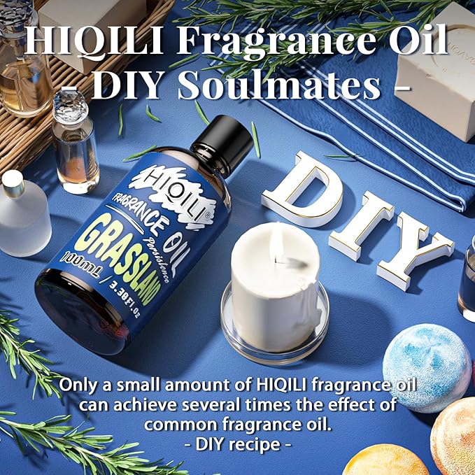 HIQILI Grassland Fragrance Oil 100ml for Diffuser Car Freshies, Clean Fresh Scent for Candle Making Soap Laundry 3.38 Fl Oz HIQILI