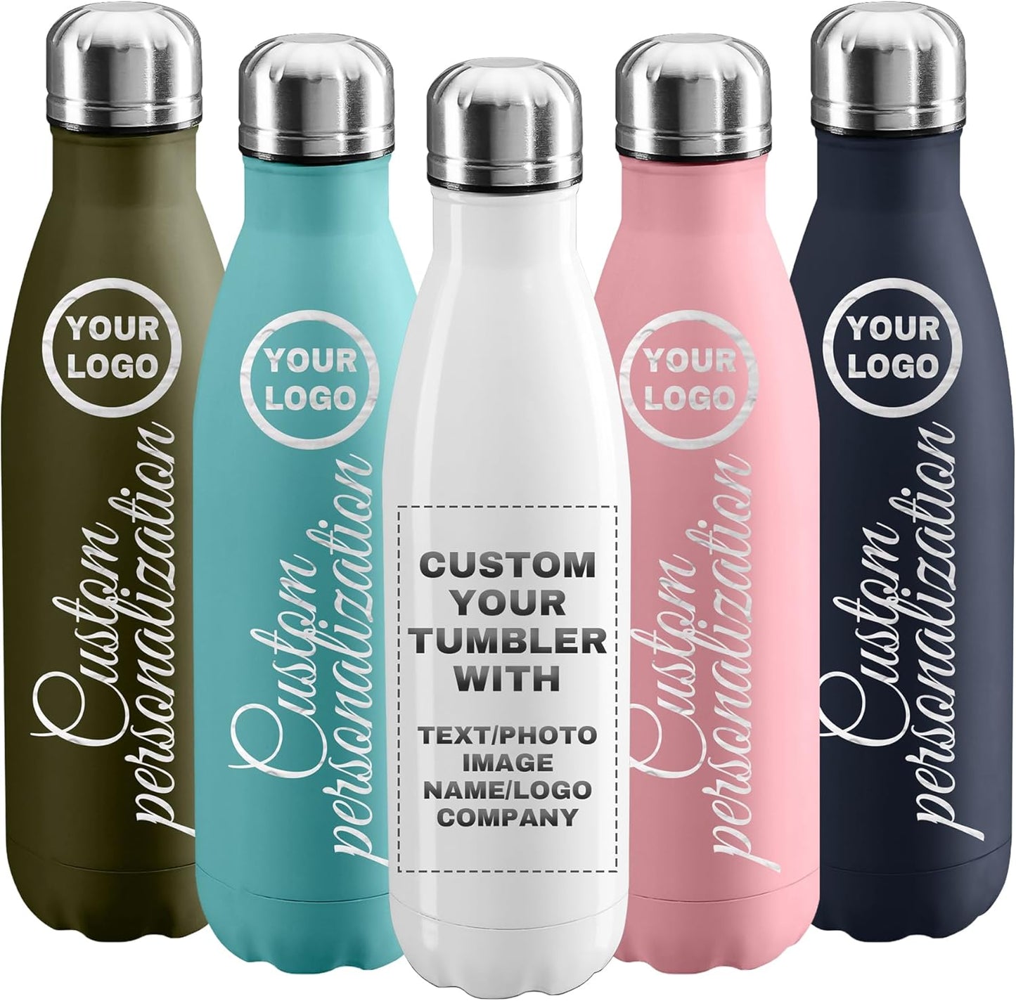 25 Pack USA Custom Water Bottle, 17oz Personalized Sport Water Tumbler, Stainless Steel Material, Leak-Proof, insulation, Customizabne Name, Suitable for Travel Holiday Gift for Women