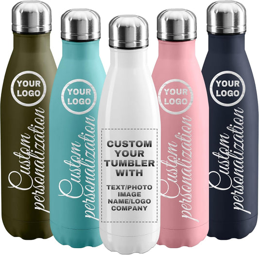25 Pack USA Custom Water Bottle, 17oz Personalized Sport Water Tumbler, Stainless Steel Material, Leak-Proof, insulation, Customizabne Name, Suitable for Travel Holiday Gift for Women