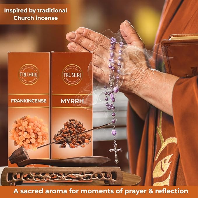 Frankincense & Myrrh - Combo Pack of Incense Sticks - 100 Inscents-Sticks of Each Scent - Total 200 Insence - Non Toxic Incienso for Smudge Rituals and Spiritual Cleansing of Negative Energies TRUMIRI