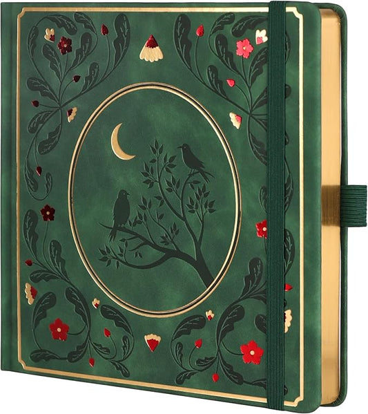 TIEFOSSI Dotted Journal Notebook, Dot Grid Notebook for Women Men, Hardcover PU Leather Journal, 160 GSM Thick Paper, 160 Numbered Pages with Gold Edges, 8 x 8 Square Diary - Bloomnest