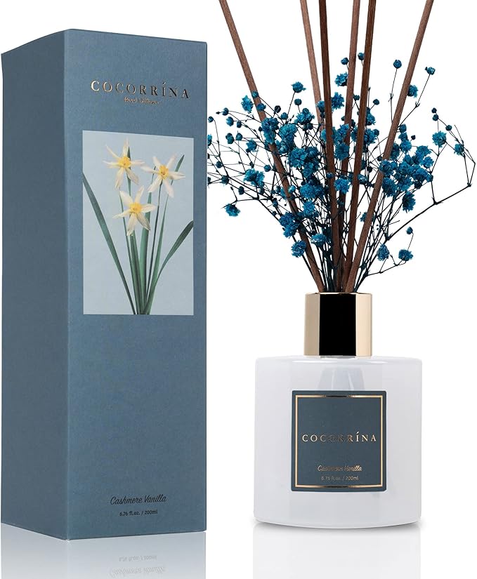 COCORRÍNA Reed Diffuser - Cashmere Vanilla 6.7 fl oz Reed Diffuser for Bedroom Bathroom Home Décor - Bloomnest