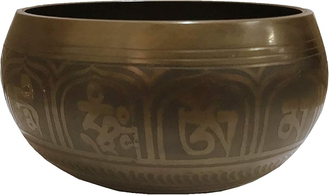 5120 SB 'B' Note Crown Chakra Antique Tibetan Auspicious Symbol Bowl Set ~ Nepal - Bloomnest