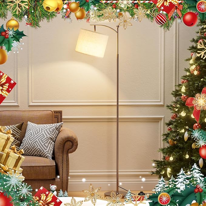 60" Floor Lamps with Remote Control & Bulb, Colors Temperature & Brightness Adjustable, Deep Beige Shade & Brown Pole - Bloomnest